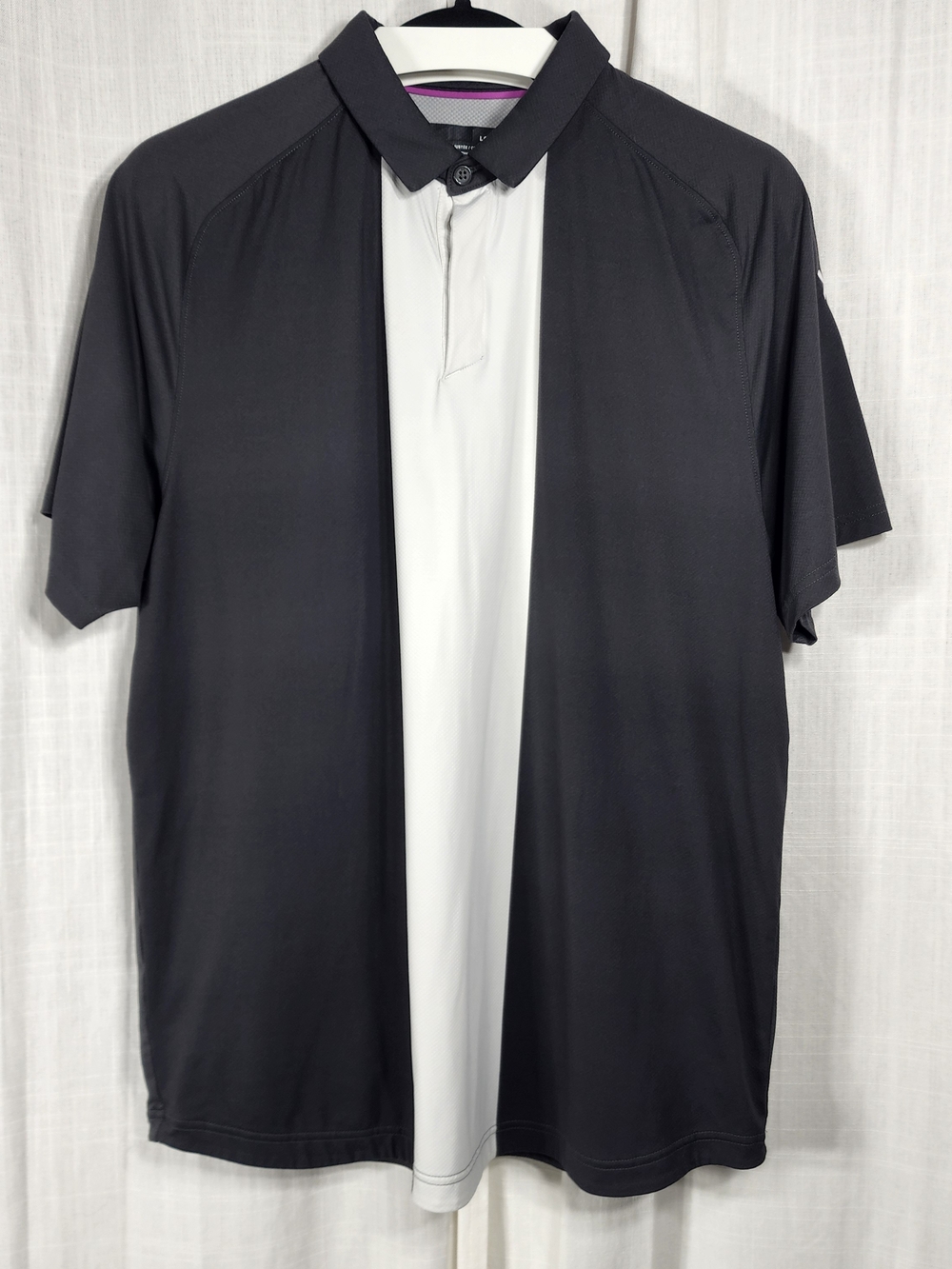 Men's Black & White Short-Sleeve Polo Jacket